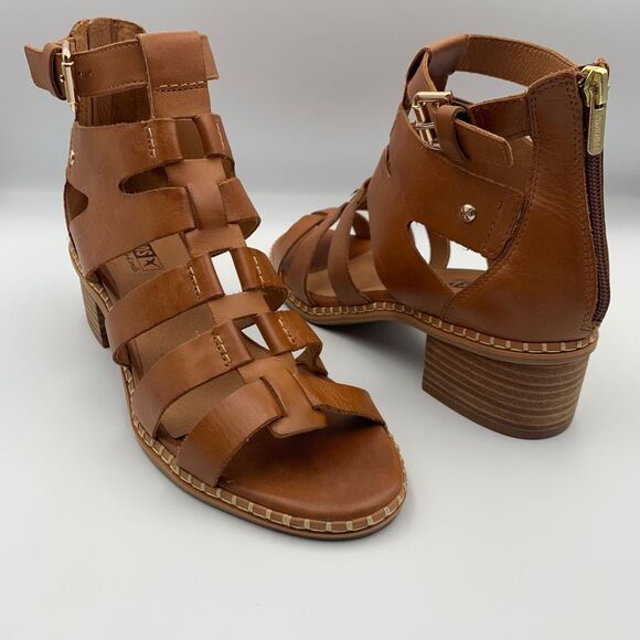 PIKOLINOS Blanes Heeled Block Sandals With Zipper Brandy/Brown Size 9-9.5 - Picture 10 of 12